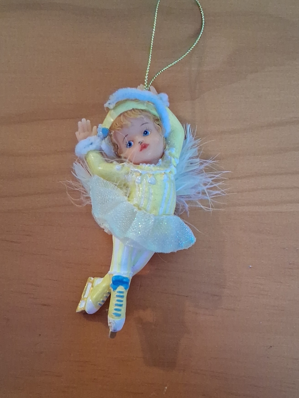 Yellow Ice Skater Fairy Ornament - Unbranded